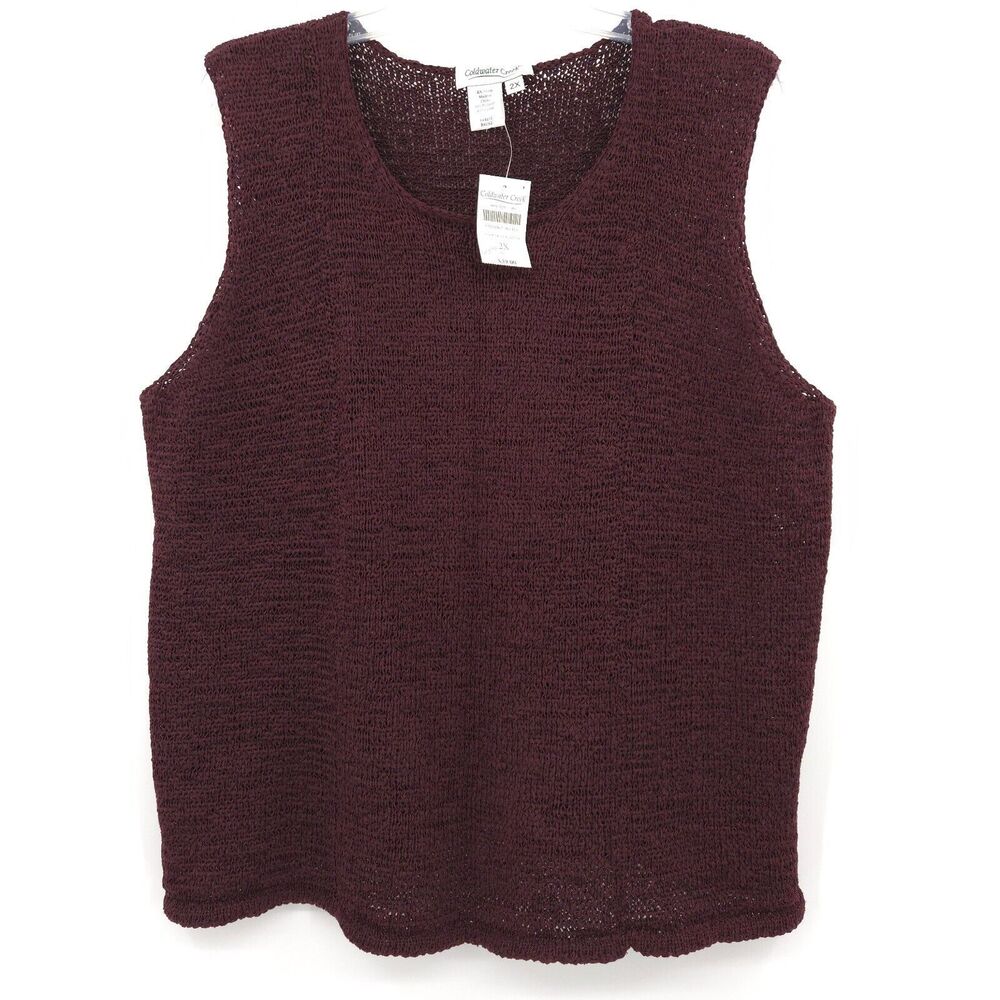 NWT Coldwater Creek sleeveless sweater womens Size 2X‎ maroon tape yarn knit